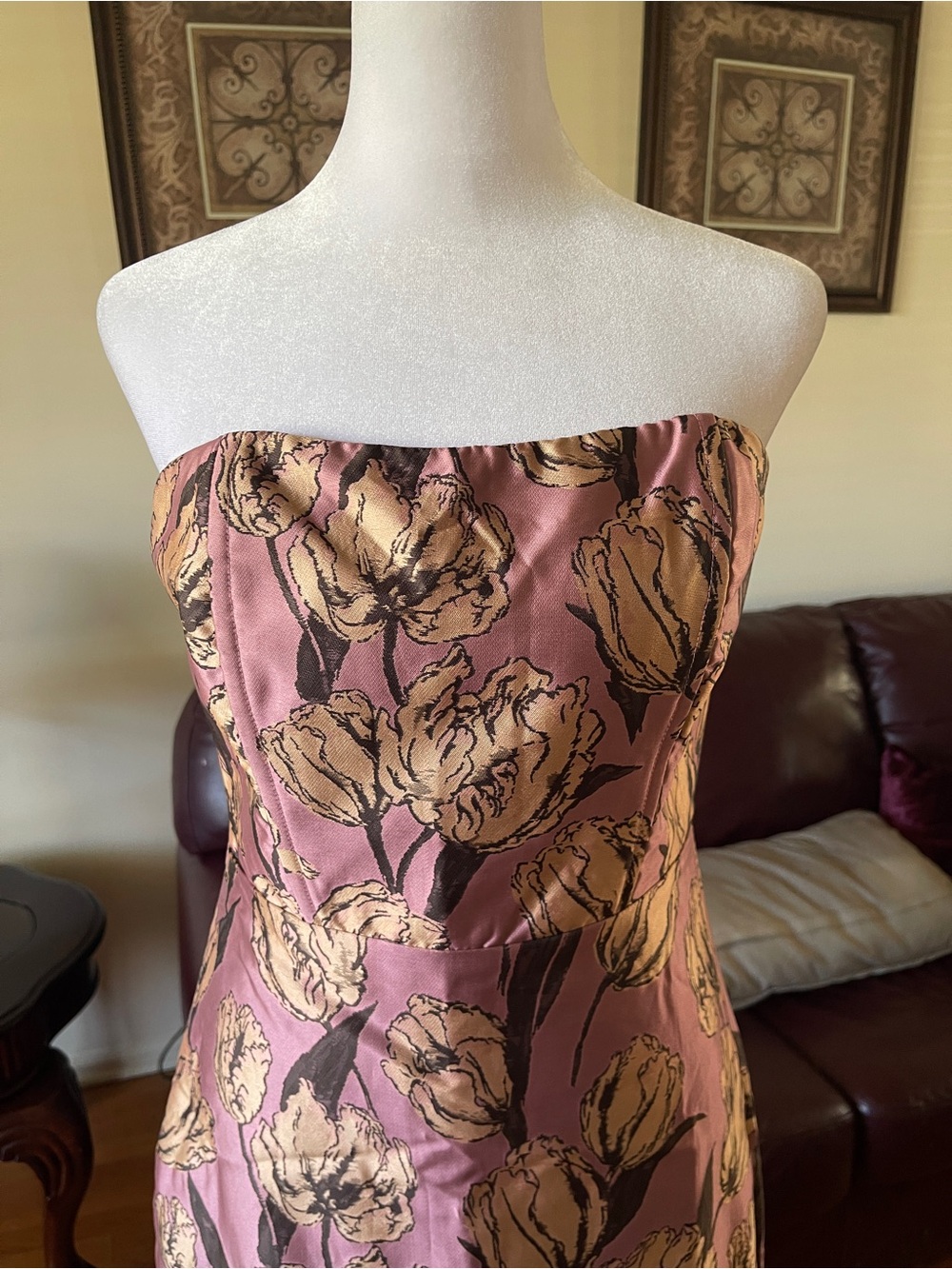 Lulus Gowning Around Mauve Floral Jacquard Strapless Maxi Dress - Picture 8 of 12